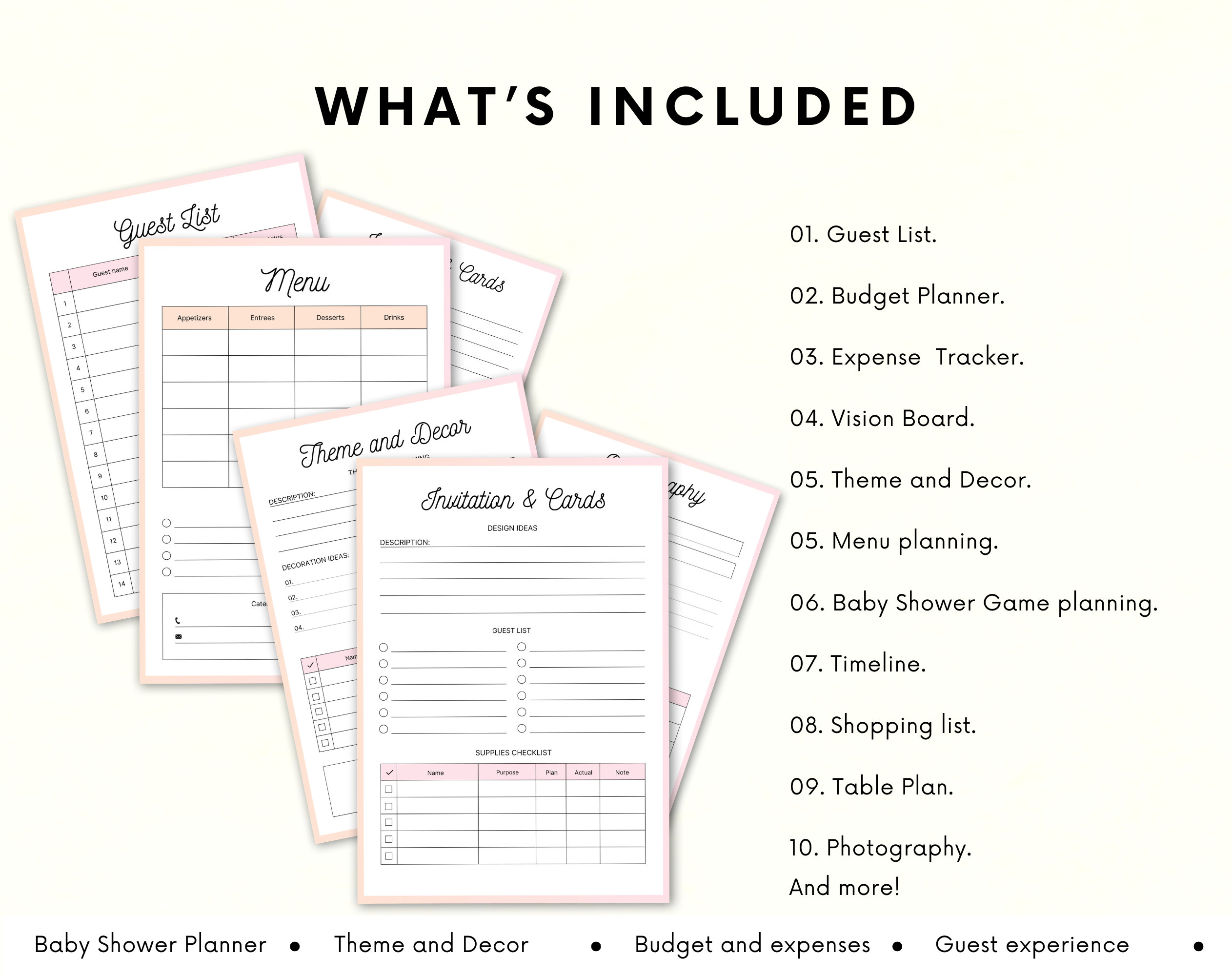 Baby Shower Planner – 30+ planning pages – Printable Baby Shower PDF – Baby shower checklist – event party planner – babyshower planner