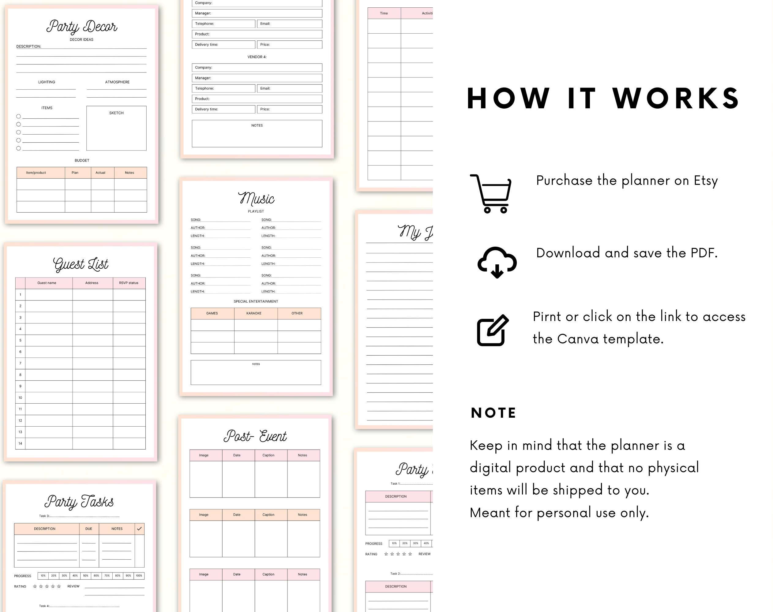 Baby Shower Planner – 30+ planning pages – Printable Baby Shower PDF – Baby shower checklist – event party planner – babyshower planner