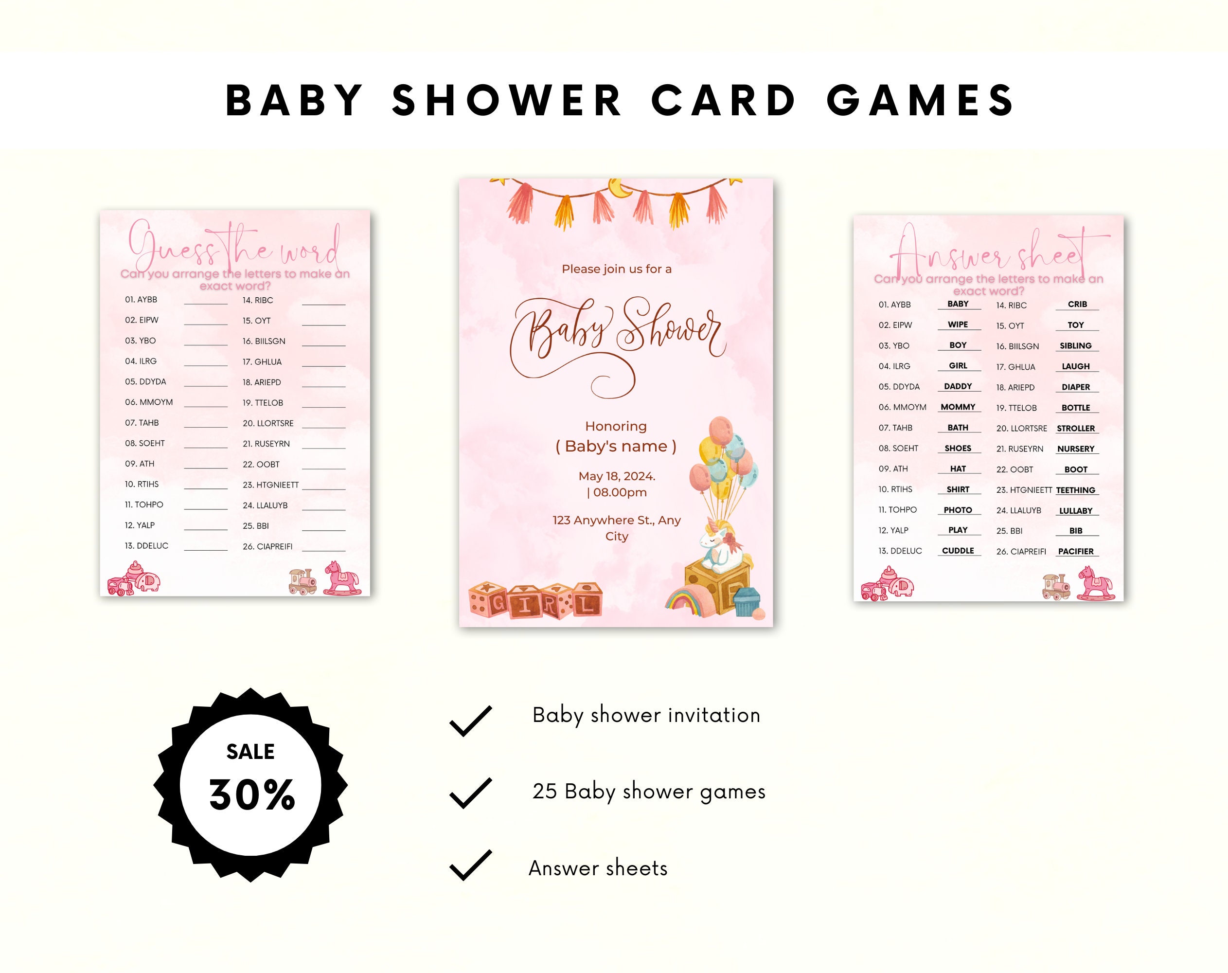 Baby Shower Planner – 30+ planning pages – Printable Baby Shower PDF – Baby shower checklist – event party planner – babyshower planner