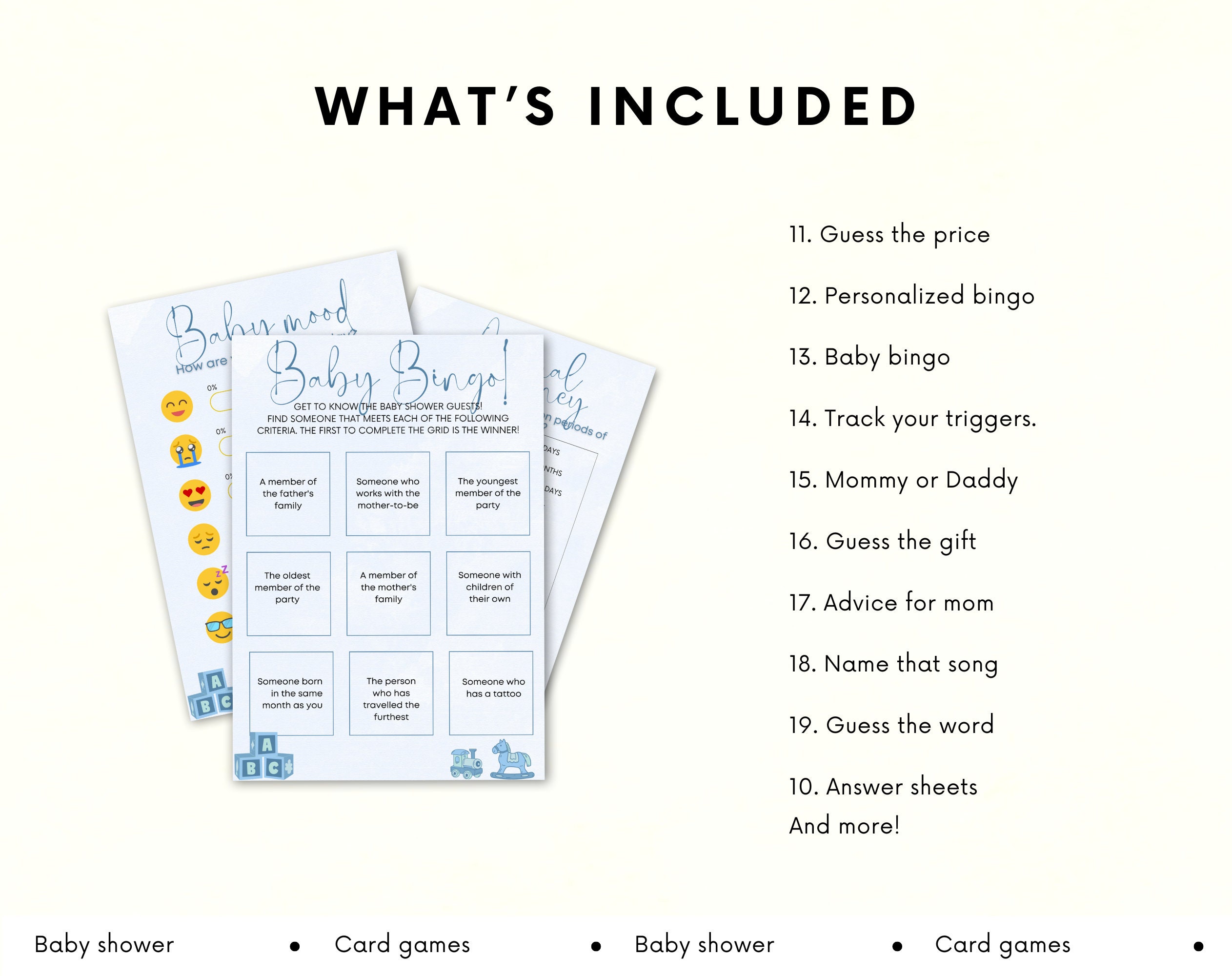 Baby Shower Games | Baby Trivia Games | Baby shower bingo | Gender Reveal Party | Gender Reveal Games