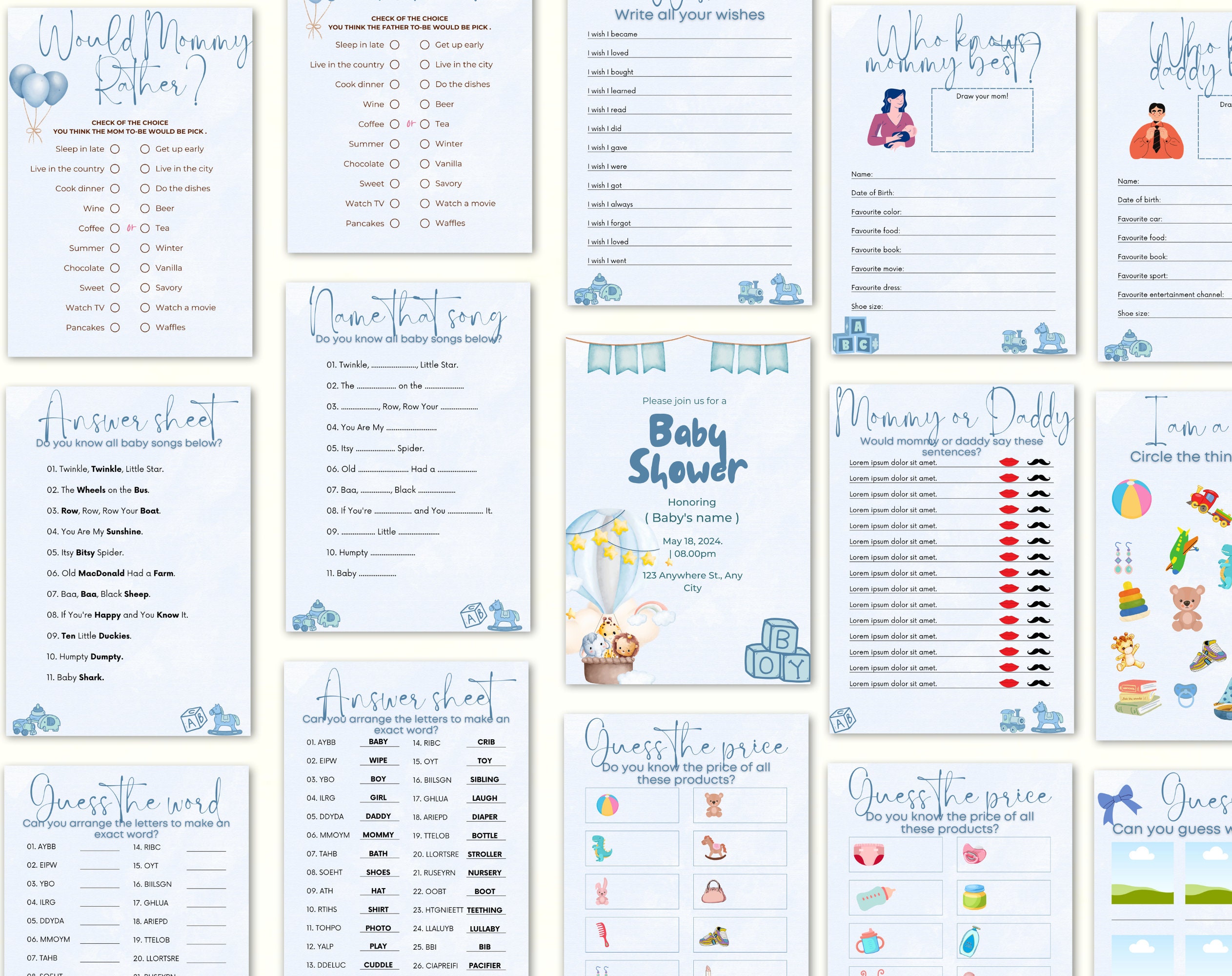 Baby Shower Games | Baby Trivia Games | Baby shower bingo | Gender Reveal Party | Gender Reveal Games