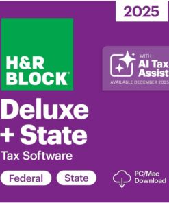 H&R Block 2025 Tax Software Deluxe + State (PC/Mac Digital Download)