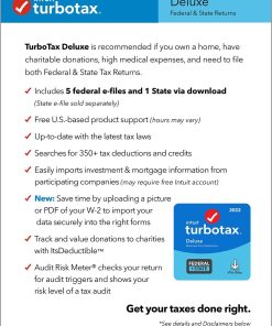 Alternative view of [Old Version] TurboTax - Deluxe 2022 Federal + E-file and State - Windows, Mac [Digital]